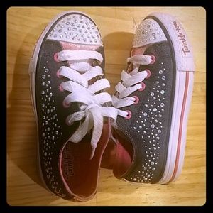 Toddler Girls Pink & Denim Sketchers Twinkletoes